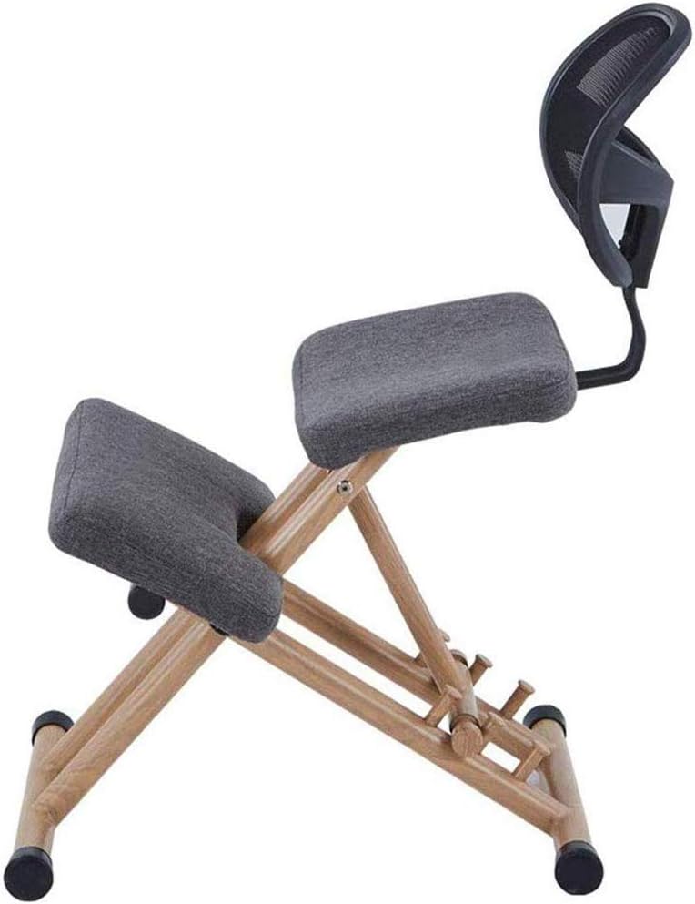 Life HS Kneeling Chair with A Back Support, an Adjustable Ergonomic Stool Posture Neck Massage Orthopedic Spinal Pain and Tension Relief Rocking Chair Kneeling,Gray