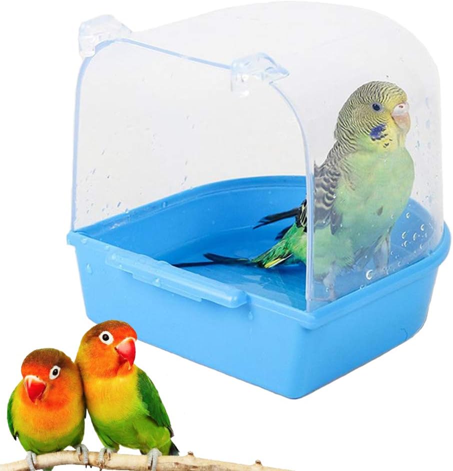 kathson Parrot Bath Box Bird Cage Accessory Supplies Bathing Tub Bath for Pet Brids Canary Budgies Parrot (Random Color) : Pet Supplies