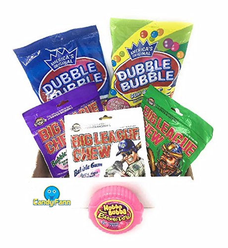 Bubble Gum Super Pack: Big League Chew Dubble Bubble and Hubba Bubba, Baseball Bubble Gum, Gift for Kids