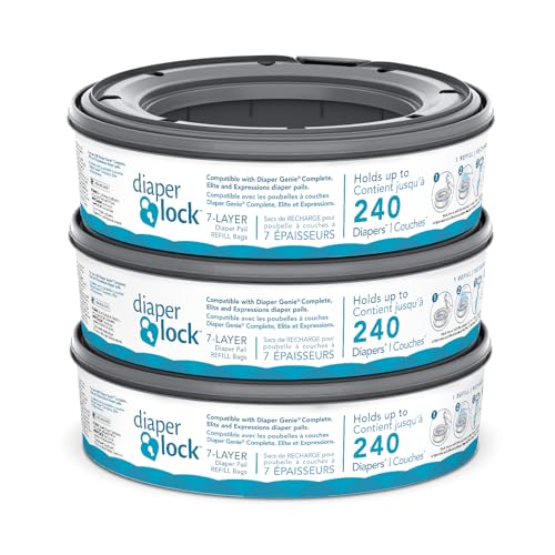Diaper Lock Refills for Diaper Genie Pails | 240 Count (3-Pack) | Compatible wi…