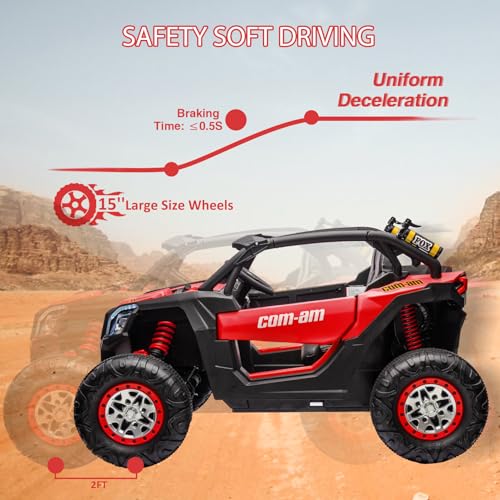 24V Carro Electrico Niño Montable con Tracción en las 4 Ruedas, 300W Moto Electrica Infantil Niño con 2.4G Control Remoto Manejo, Luces LED y Música, Velocidad Máxima 8KM/H, Montables con 2 Plazas, 3+