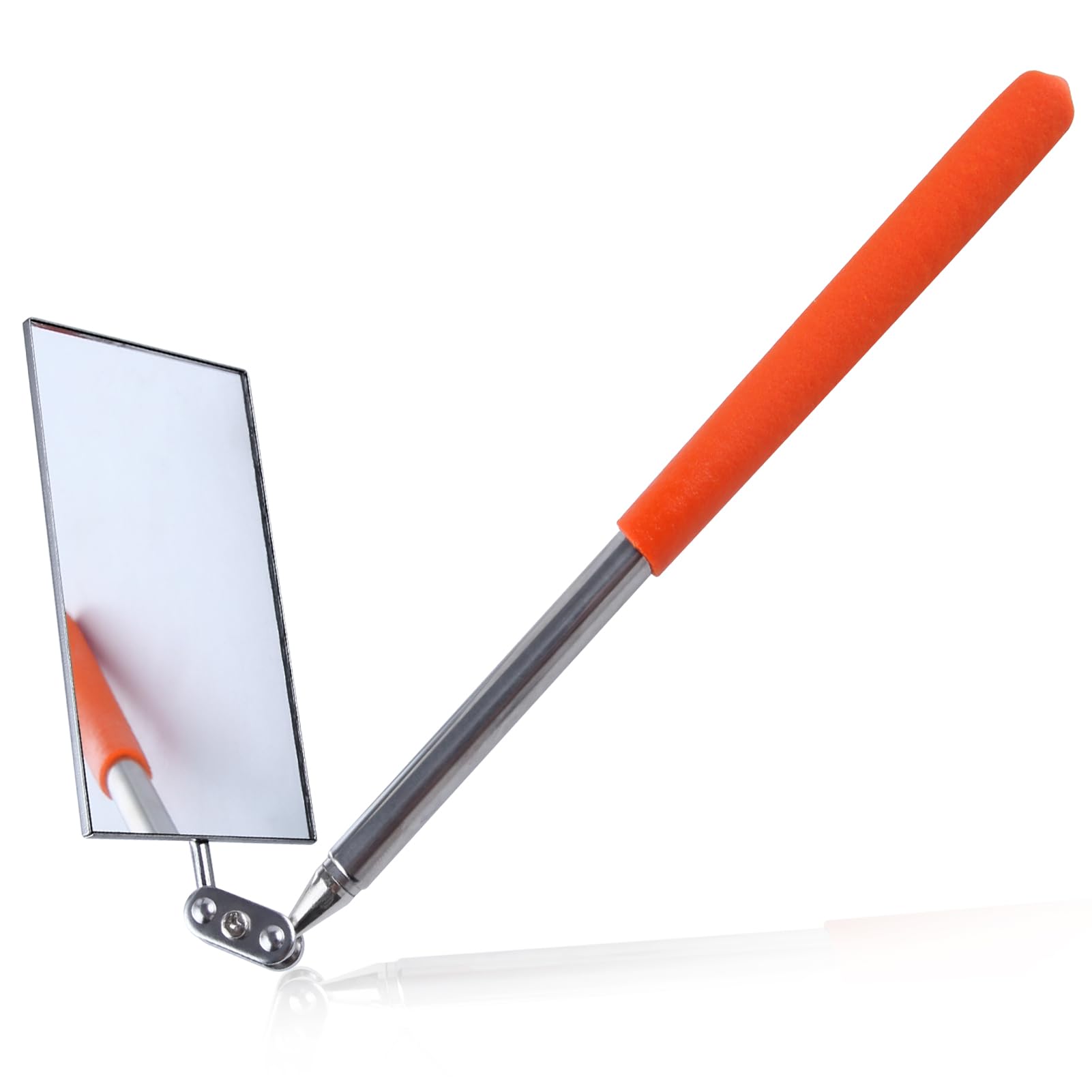 Photo 1 of LEONTOOL Telescoping Auto Inspection Mirror 360° Swivel Head Rectangular Mechanic Mirror Extendable Mirror Up to 19.5" Long Inspection Mirror on a Stick for Checking Observe Vehicle and Small Details