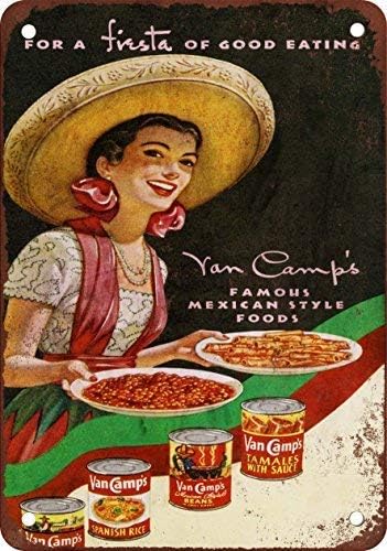 HTFDS Van Camps Mexican Foods Vintage Look Reproduction Metal Tin Sign 8x12 Inches
