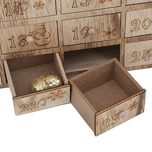 Xmas Wooden Advent Calendar House with 24 Drawers To Fill Candy for Kids Countdown To Xmas - Thumbnail 5