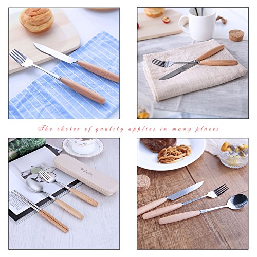Portable Flatware Set, Travel Camping Cutlery Set, Knife Spoon Chopsticks Set, Portable Travel Silverware Dinnerware UtensilSet with a Waterproof Organizer box (1 set beachwood set)