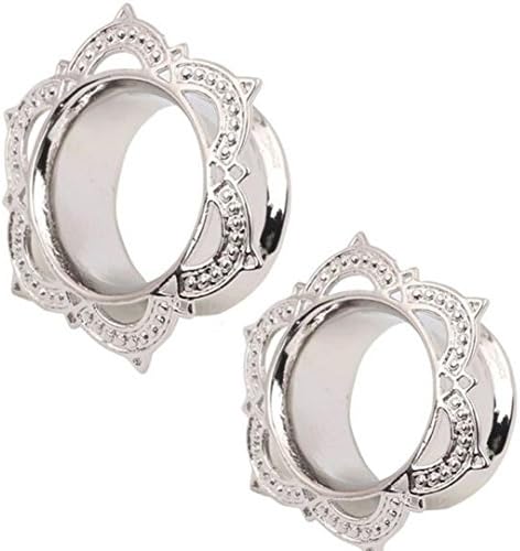 OVERMAL 1 Pair New White Brass Tunnel Ear Plug Only Ornate Copper Piercing Jewelry Ear Expander (10mm)