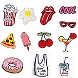 12 Pcs Iron On Embroidered Motif Applique Glitter Sequin Decoration Patches DIY Sew on Patch for Jeans, clothing (Style-003)