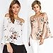 Longwu Fashion Women's Off Shoulder Floral Printed Blouse Shirt Long Sleeve Casual Tops