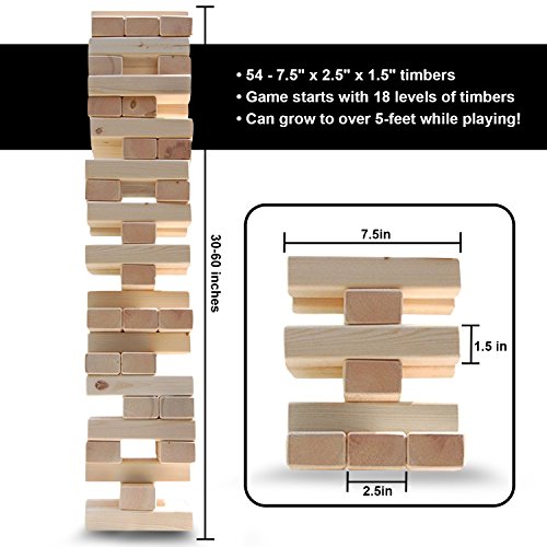 Giant Tumbling Timbers by Legit Sports â€“ The Big Life Size Stacking Blocks Game Everyone Lovesâ€“ Jumbo Tumbling Timbers Set Includes Large Stacking Wood Blocks â€“ in-Door Outdoor Yard Fun!