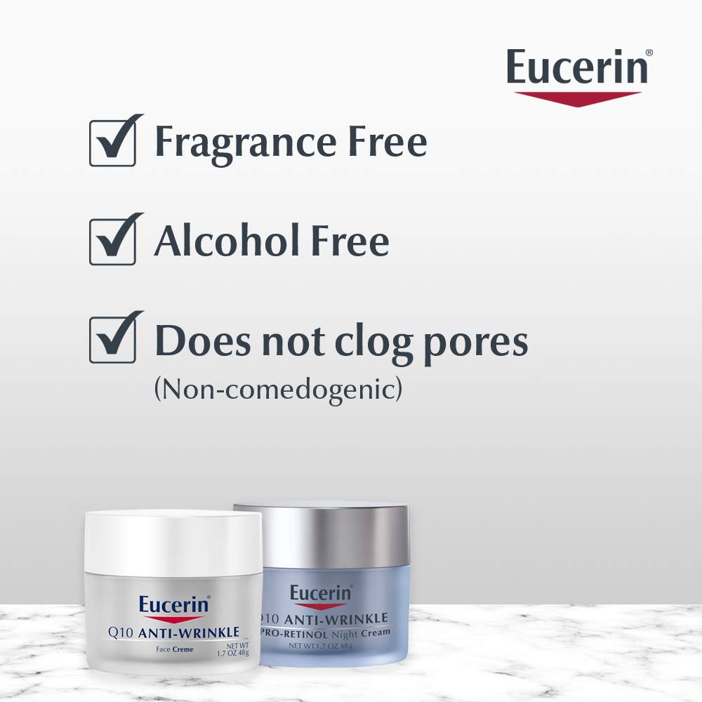 Eucerin Q10 Anti Wrinkle Day Face Cream + Night Cream | 1.7 oz (2 pack): Beauty