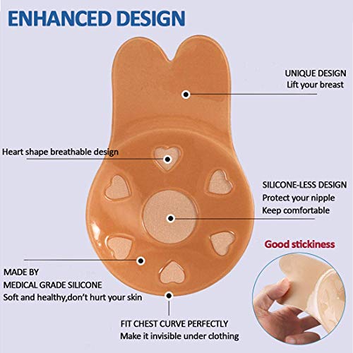 Adhesive Bra Silicone Strapless Backless Push Up Invisible Nipple Covers Breast Lift Tape for Women (L(Suit for C/D Cup))