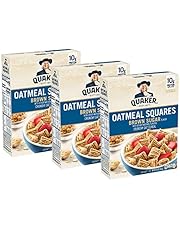 Quaker Oatmeal Squares Breakfast Cereal, Brown Sugar, 14.5oz Boxes (3 Pack)