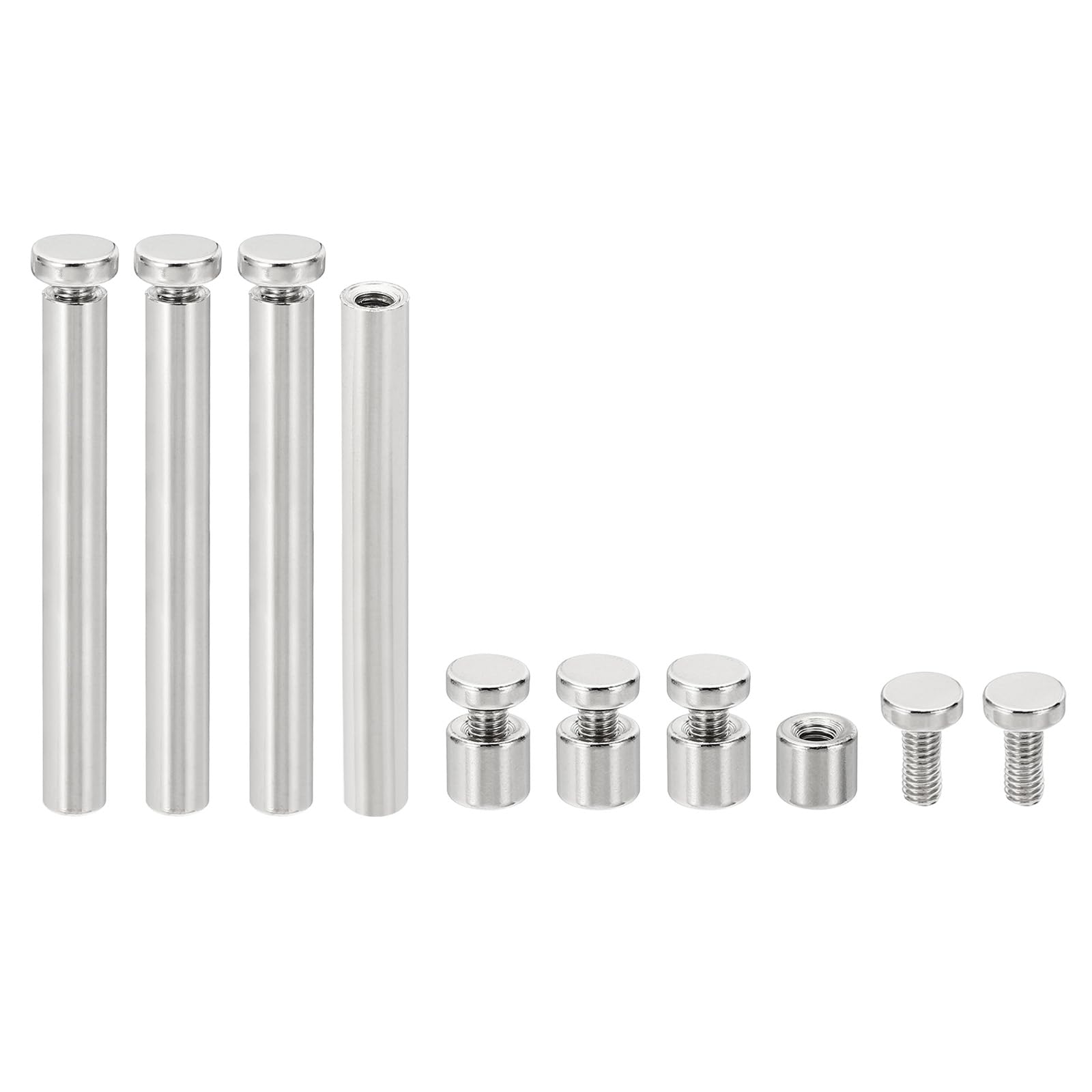 PATIKIL 1/4 x 2 inch Sign Standoff Screws, 4 Set Stainless Steel Wall Standoff Mounting Hardware Advertising Glass Nail for Hanging Acrylic Picture Frame Acrylic Panel, Silver