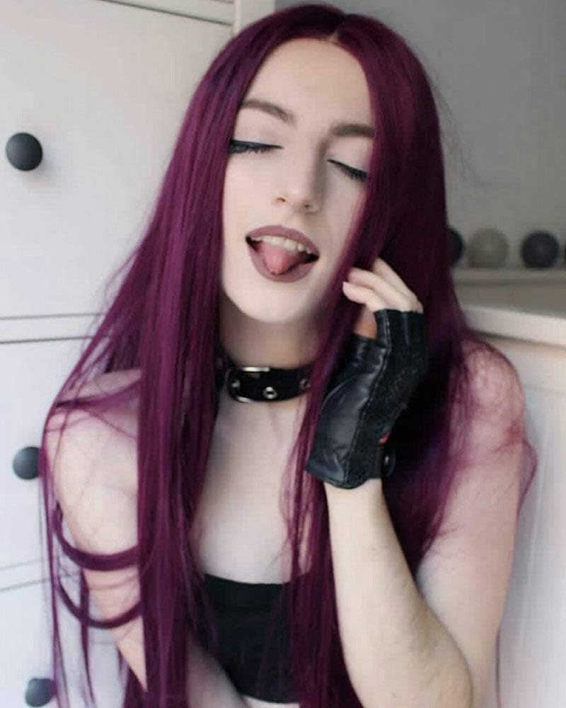 RainaHair 24 Inches Heat Resistant Synthetic Lace Front Wig Purple Bright Color Natural Look Hair Cosplay Halloween Makeup Purple Long Straight Wigs for Women Mermaid