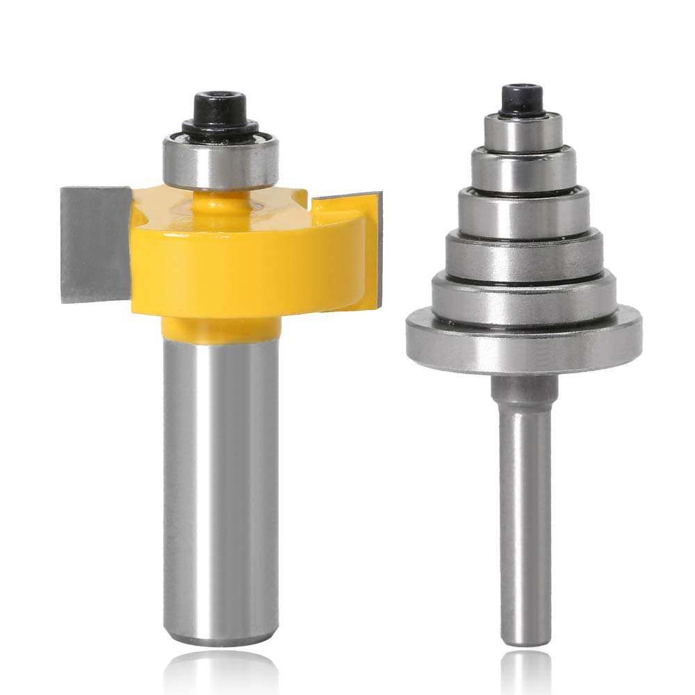 Mesee Rabbet Router Bit with 6 Bearings Set, 1/2 Inch Shank Woodworking Milling Slotting Cutter for Multiple Depths 1/8", 1/4", 5/16", 3/8", 7/16", 1/2"