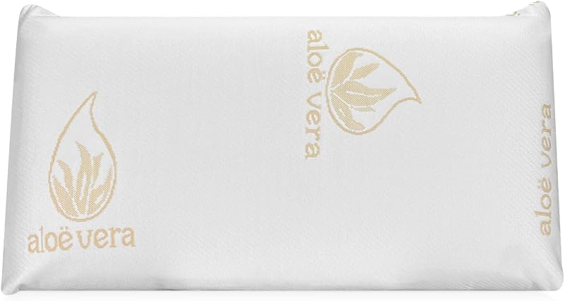 - Almohada Viscoelástica Aloe Vera Visco | Máximo Confort y Excelente Adaptabilidad con Propiedades Antiestrés | 75 x 40 cm