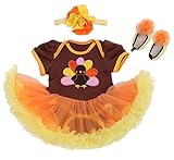 Newborn Infant Girls Thanksgiving Turkey Romper Set Outfit