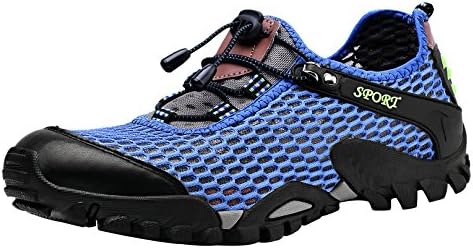 LOUECHY Men's Ponrea Mesh Hiking Shoes Breathable Water Shoes Trekking Sandals Outdoor Sneakers 8302-39 Blue
