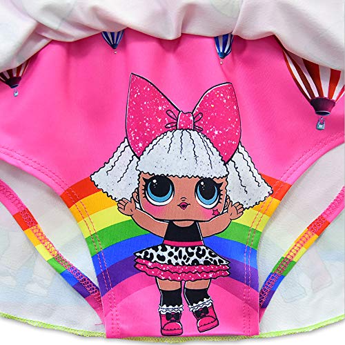 Rohero Toddler Baby Girls Swimsuits Two Piece Doll Print Ruffle Swimwear Bathing Suit for Doll Surprised (130cm/ 5-6Y, Rainbow Rose 1) - Thumbnail 5