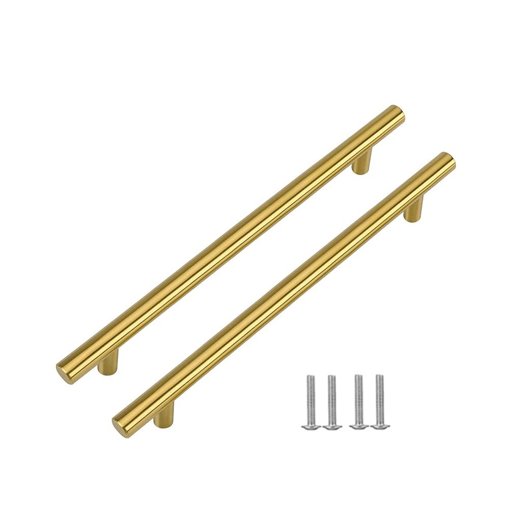 SYDARSYN 6 Pack Kitchen Cupboard Handles 224mm - Stainless Steel Cabinet Handles Gold Wardrobe Drawer Furniture Door T Bar Pull Handles