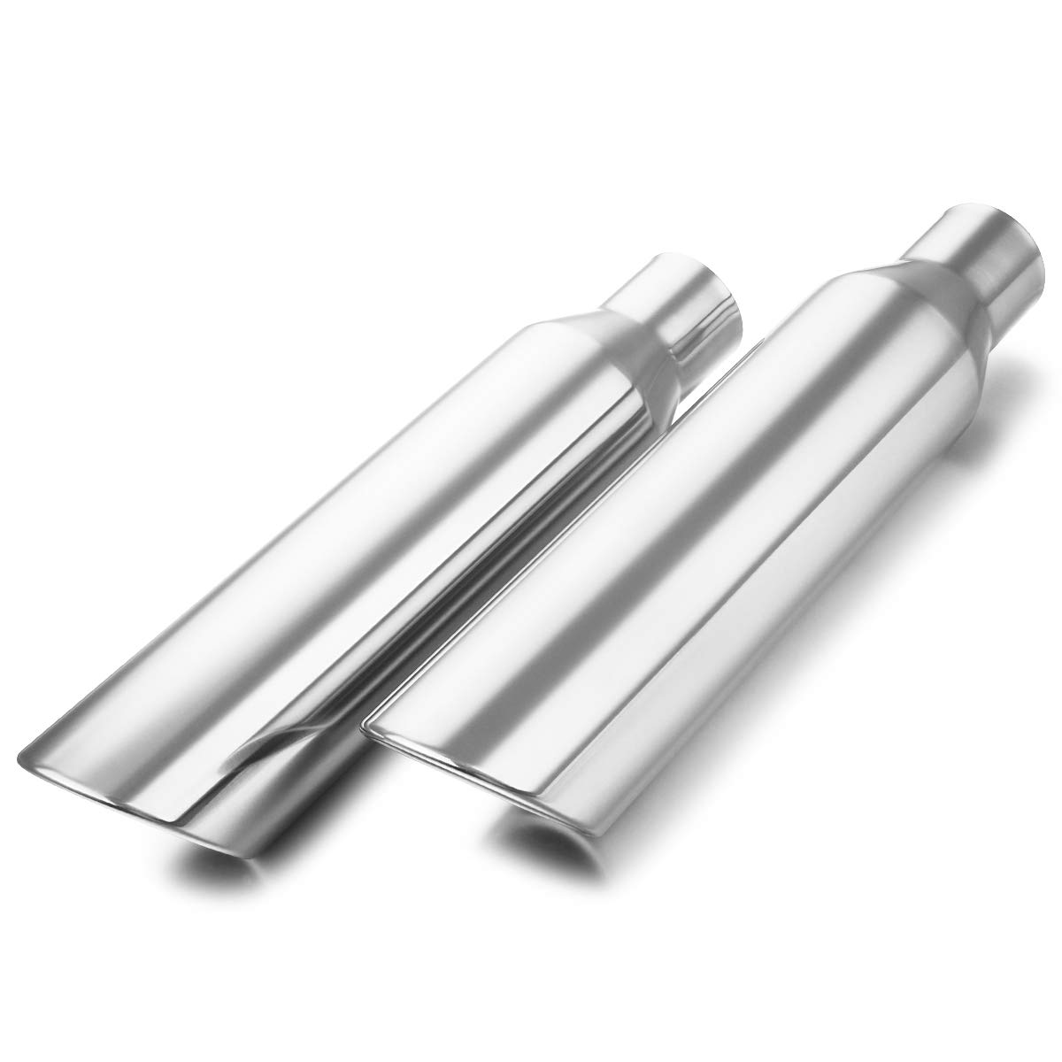 Photo 1 of A-KARCK Exhaust Tip 2.5" Inlet 4" Outlet 2PCS, Polished 17" Long Exhaust Tailpipe Tip Stainless Steel Weld On Design