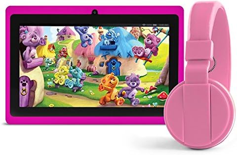7" Inch Kids Headphone Bundle Quad Core Android Tablet, stunning 1024*600 Display, Octa Core GPU, 1GB RAM, 8GB Diskspace extendable with SD card, Wifi, Bluetooth, Google Play Store. - ANOC KIDS