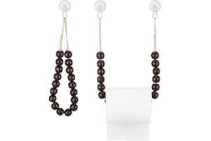 OLYCRAFT 2Pcs Wood Bead Toilet Paper Holder Black Wood Bead Hemp Rope Towel Holder Jute Rope Wall-Mounted Bathroom Tissue Rac