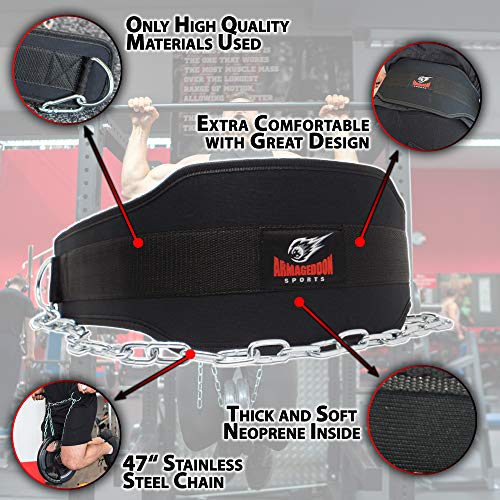 Armageddon Sports Premium Pull Up Weight Lifting Belt Dip Belt with