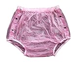 Haian Adult Incontinence Snap-on Plastic Pants Color Transparent Pink (X-Large)