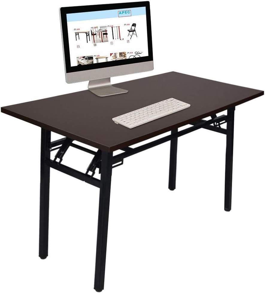 Joysale Computer Desk Office Desk Folding Table Computer Table Workstation (Wine)