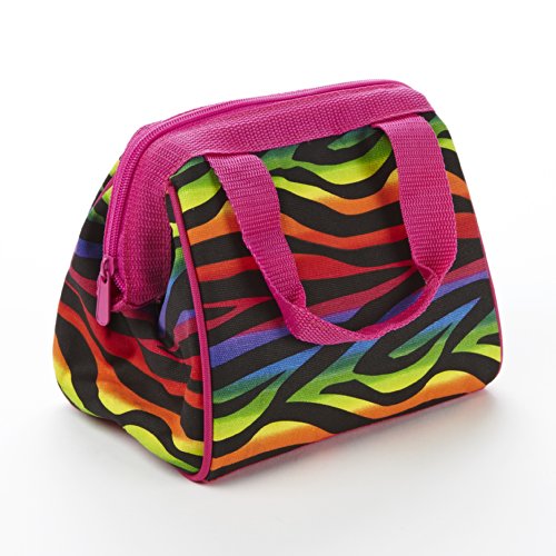 Fit & Fresh Kids' Riley Insulated Lunch Bag with Zipper, Cute School Lunch Box for Girls, Rainbow Zebra