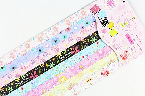 Origami Lucky Star Paper Strips Colorful Sweet Flower Printed- Pack of 120 Strips