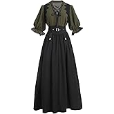 NSPSTT Victorian Dress for Women 1880s Costumes for Women Renaissance Costume Medieval Outfit 2 Pcs Set