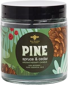 Big Dipper Wax Works Beeswax Aromatherapy Candle, Pine, Holiday Apothecary Glass, Spruce & Cedar, 25-Hour Burn, Pure Essentia