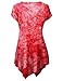 TWINTH Printed Tunic Plus Size Tie Dye Short Sleeve Handkerchief Hem Loose Fit Top Red 3XL