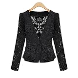 ANDI ROSE Fashion Ladies Women Long Sleeve Lace Casual Cropped Tops Blazer Jacket Coat Outerwear (XL, Black)