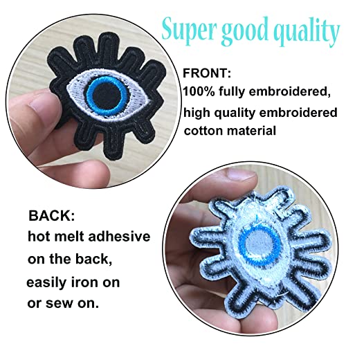 GYGYL 5pcs Eye Eyeball Embroidered Patches, DIY Sew Applique Repair Patch, Sew On/Iron On Patch for Jackets, Jeans, Pants,Backpacks, Clothes