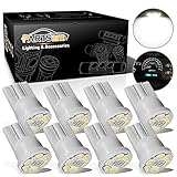 Partsam T10 194 LED Light Bulb 168 LED Bulbs Instrument Panel Gauge Cluster Dashboard LED Light Bulbs No-Polarity 2825 Dome Map Lights - 8Pack White