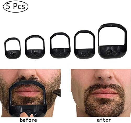 cA0boluoC 5Pcs Men Beard Shaper - Beard Lineup Tool, Clear Trimming Template Neckline Shaper, Beard Stencil Guide Comb Black
