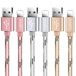 Luvfun 3-Pack Câble pour iPhone, 1m+2m+3m Nylon Tressé Câble Chargeur iPhone avec Aluminium Connecteur Résistant (Or…