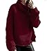 Oyanus Women's Loose Cowl Neck Chunky Cable Knit Pullover Top Sweater Jumper Red L