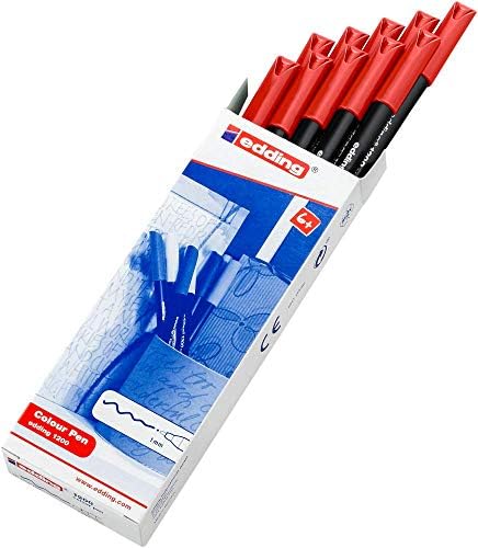 1200-002 - Caixa com 10 marcadores 1200 com ponta de fibra - 1mm - Vermelho