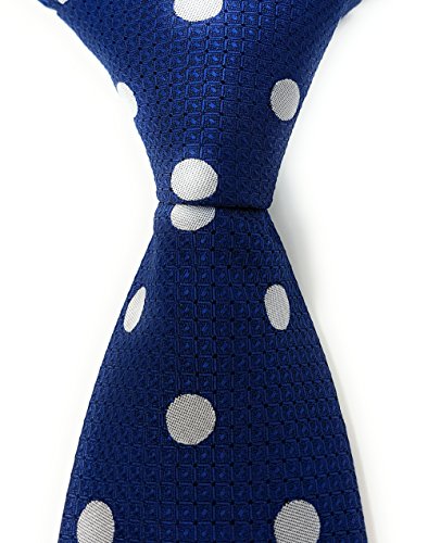 Labiyeur Polka Dot Medium Men's Tie Necktie (Aegean Blue)