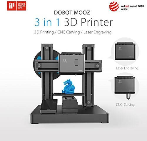 DOBOT MOOZ - Industrial Grade Transformable Metallic 3D Printer, Free PLA Filament, 130130130mm, Support CNC and Laser Engraving with Protective Case and Goggle, Auto-Calibration, Assemble Easily