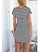 OURS Women's Scoop Neck Stripes Short Sleeves Casual Jersey Shift Dress (XXL, Black)