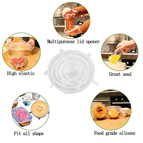 image for ESOUL TECHNOLOGY SILICONE STRETCH LIDS 6-Pack 6 Size Stretchable Flexi
