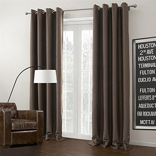IYUEGOU Brown Solid Grommet Top Blackout Curtains Draperies With Multi Size Customs 72" W x 96" L (One Panel)