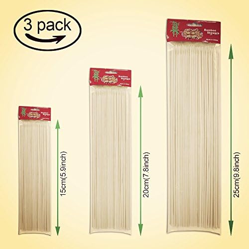 Tocean 3 Pack Bamboo Skewers - 90 Sticks Per Pack, 5.9”/7.8”/9.8” - for Hot Dog, Yakitori, Vegetables Roasting
