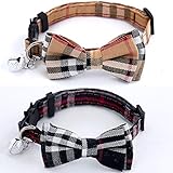 ADPET 2 Pack/Set Cat Collar Breakaway with Bell - Bowtie Style for Kitty Adjustable 7.8-10.2