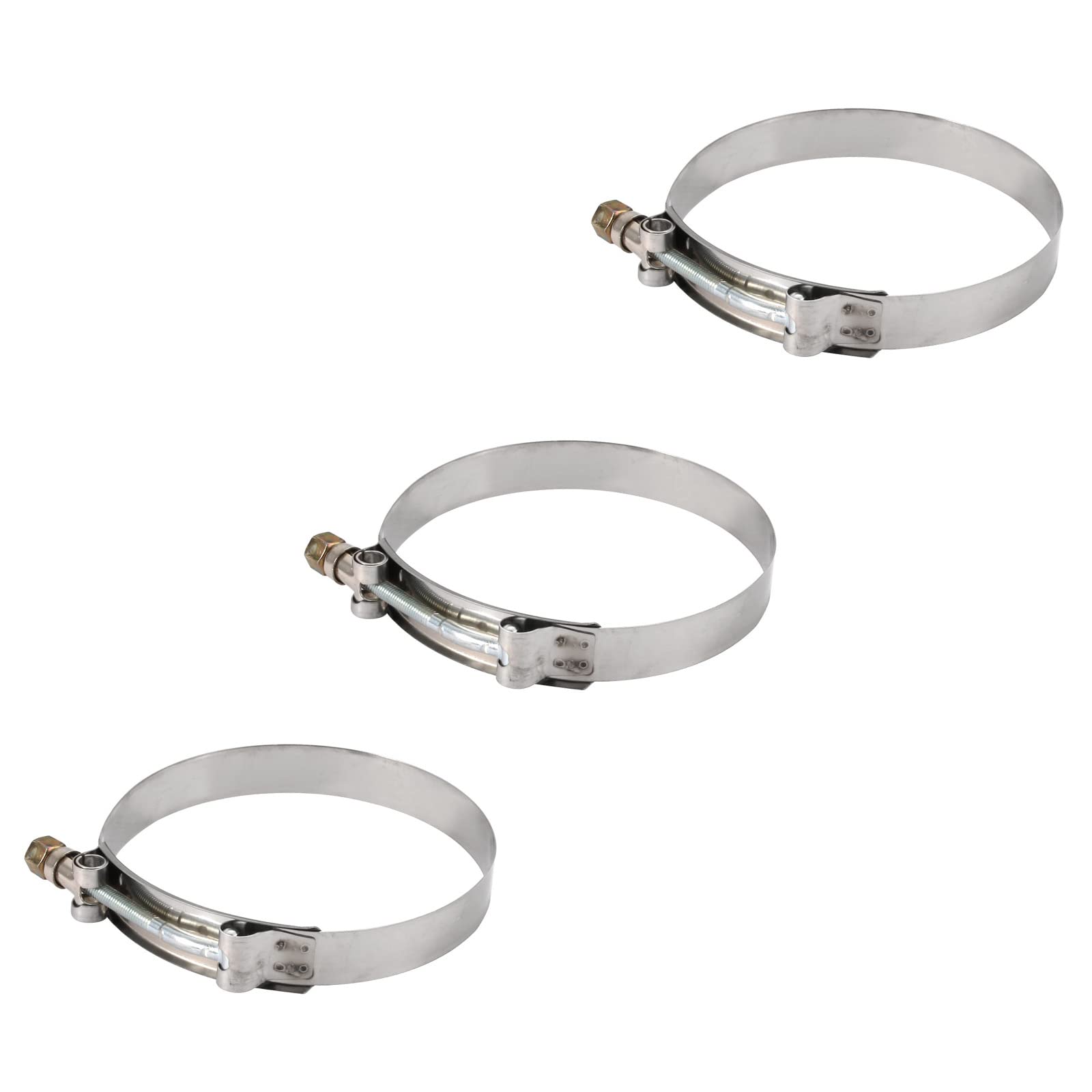 METALLIXITY T-Bolt Hose Clamps (112mm - 120mm/4.41" - 4.72") 3Pcs, Stainless Steel Clip - for Home Garden Tube Pipe Fastening